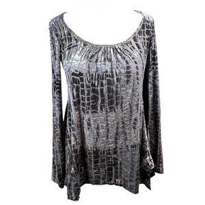 Linda Leal Women's Y2K Fairy Witchy Whimsygoth Blue/Gray Velvet Tunic Top Medium